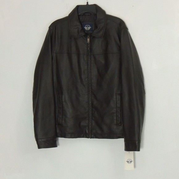 Dockers Men's Faux Leather Bomber Jacket Dark Brown. Size Medium